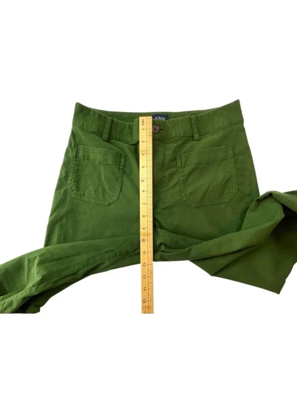 J.Crew Lizzie Pants Womens 27 Green Wide Leg Patch Pocket Stretch Twill Casual